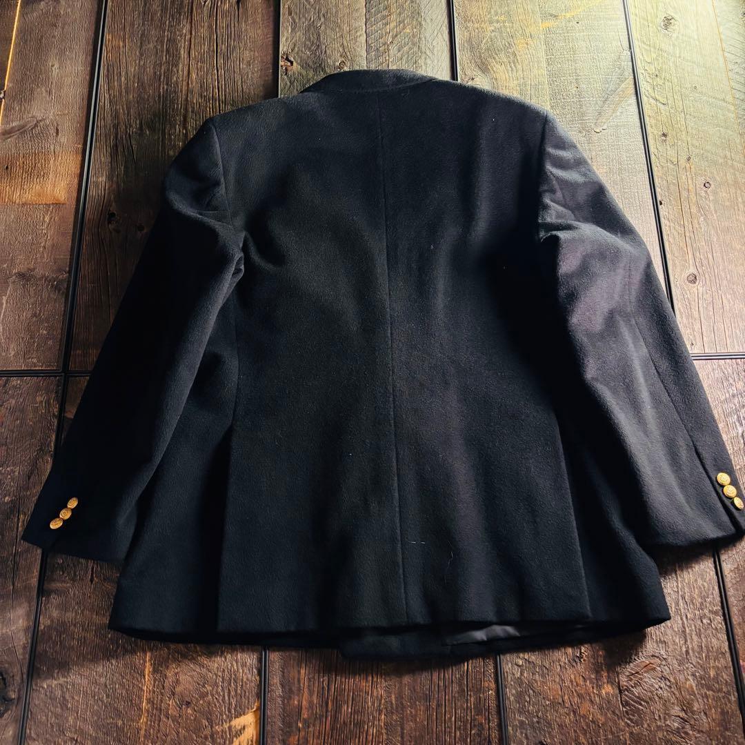 Vintage cashmere blend gold button blazer double black jacket XL