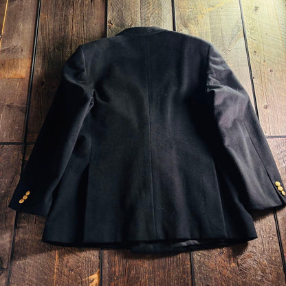 Vintage cashmere blend gold button blazer double black jacket XL