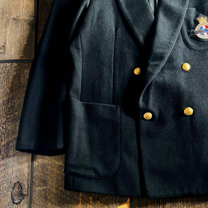 Vintage cashmere blend gold button blazer double black jacket XL