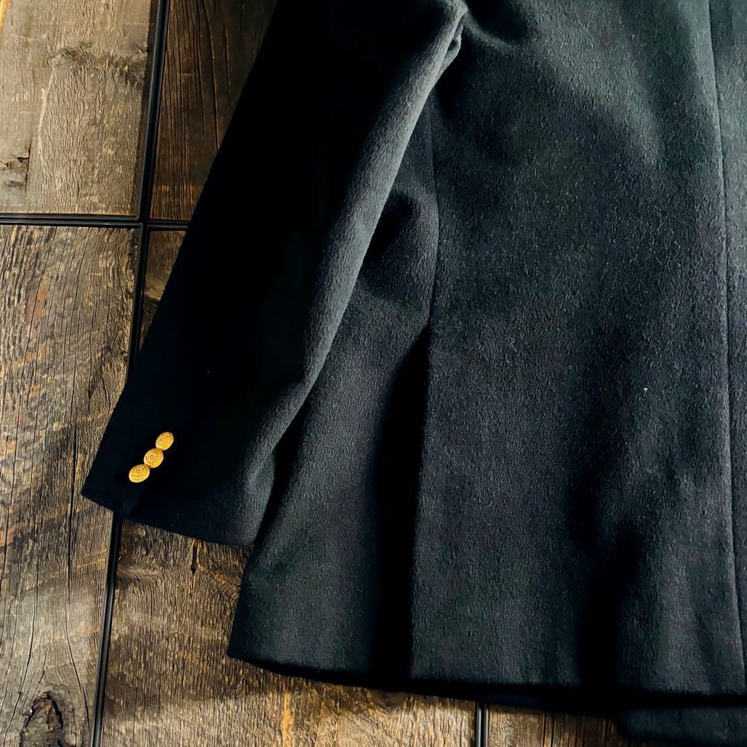 Vintage cashmere blend gold button blazer double black jacket XL