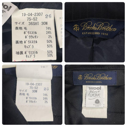 Good Condition Brooks Brothers Summer Wool Suit Top and Bottom M Navy Stripe