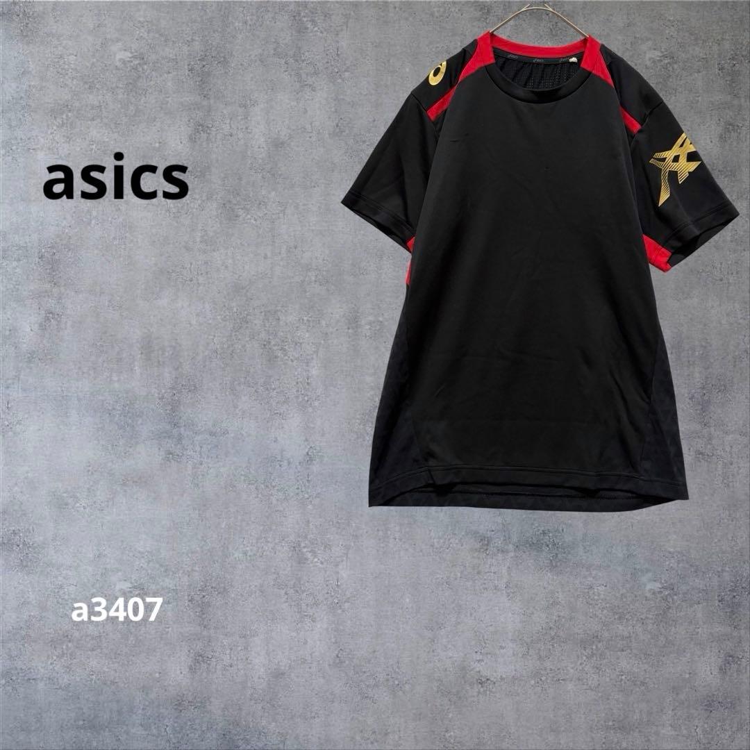 [ASICS] Short sleeve T-shirt training sports quick drying stretch black M