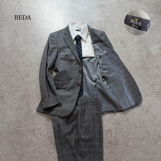 Men's Luxury REDA Fabric Vintage Setup Suit Check Pattern L