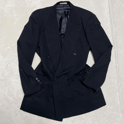 vintage double breasted set up suit black L equivalent to actual size XL