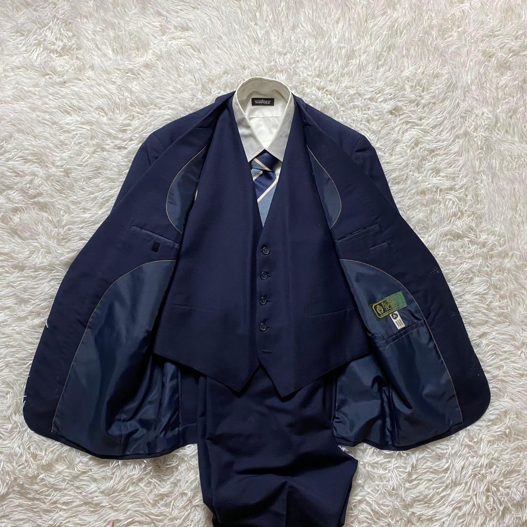 Men's suit business setup three-piece navy L equivalent Good condition