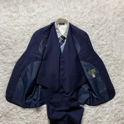 Men's suit business setup three-piece navy L equivalent Good condition