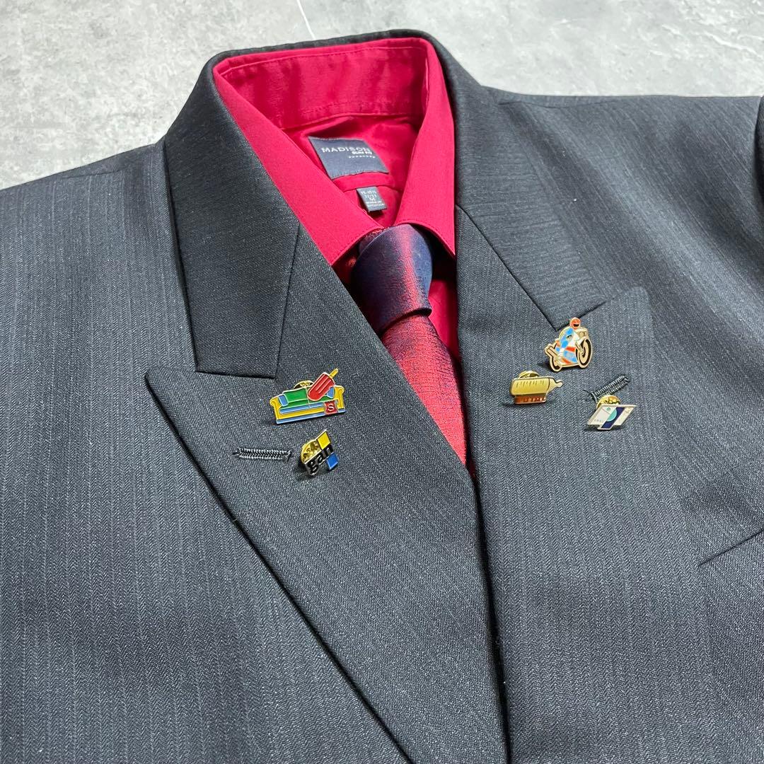 5-piece set✨ Setup Double suit Tie shirt Pins Gray Coming of age ceremony