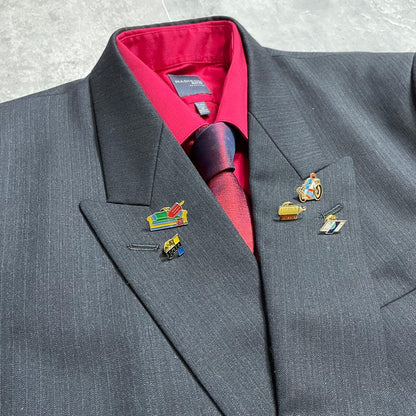 5-piece set✨ Setup Double suit Tie shirt Pins Gray Coming of age ceremony