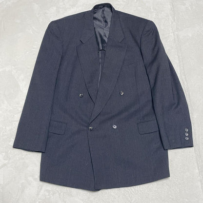 vintage large size double breasted set up suit gray