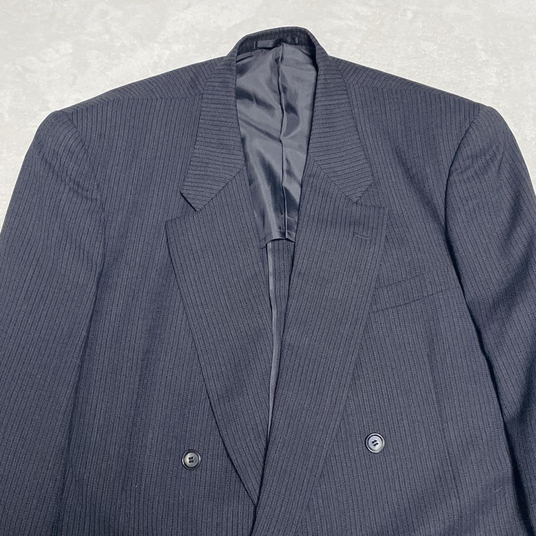 vintage large size double breasted set up suit gray