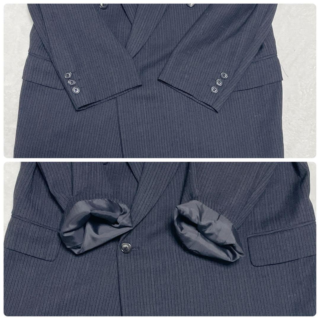 vintage large size double breasted set up suit gray