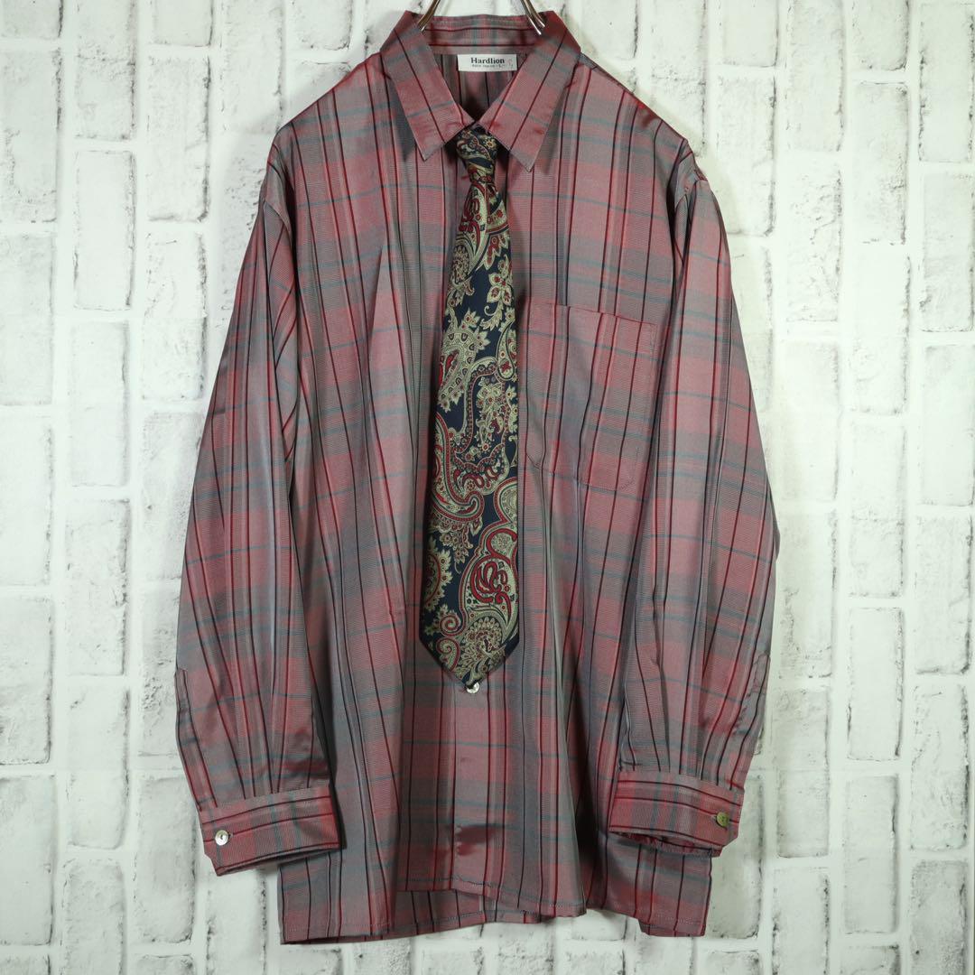 [One-of-a-kind item] Tie shirt vest ombre check paisley pattern L