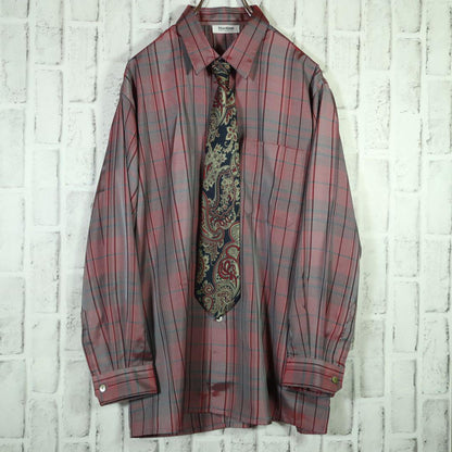 [One-of-a-kind item] Tie shirt vest ombre check paisley pattern L