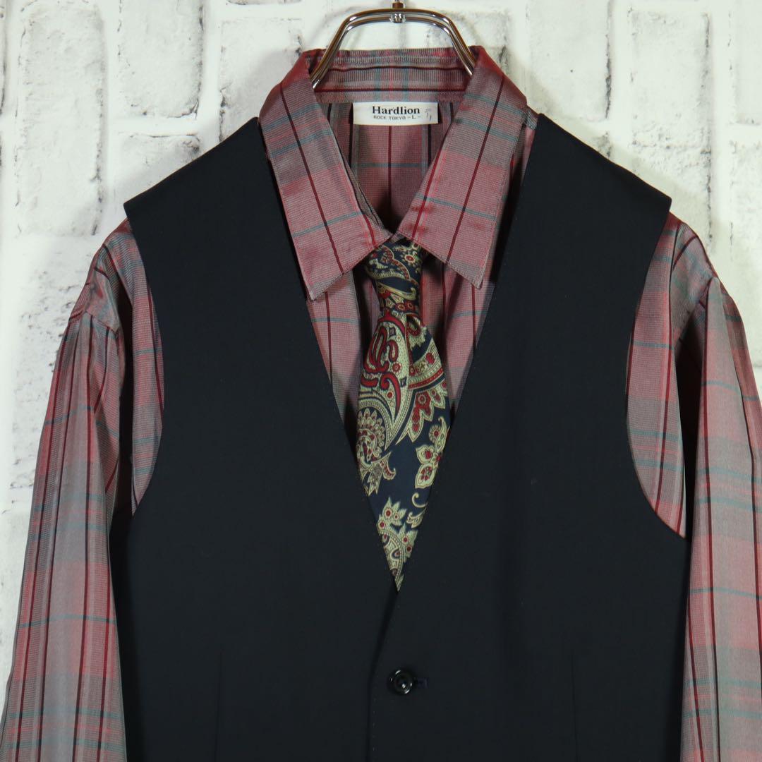 [One-of-a-kind item] Tie shirt vest ombre check paisley pattern L