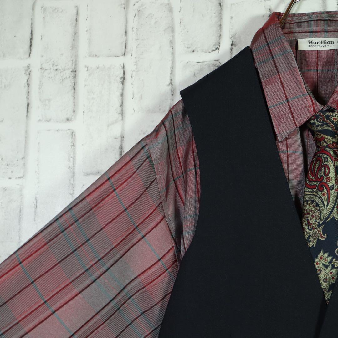 [One-of-a-kind item] Tie shirt vest ombre check paisley pattern L