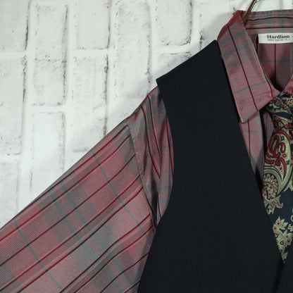 [One-of-a-kind item] Tie shirt vest ombre check paisley pattern L