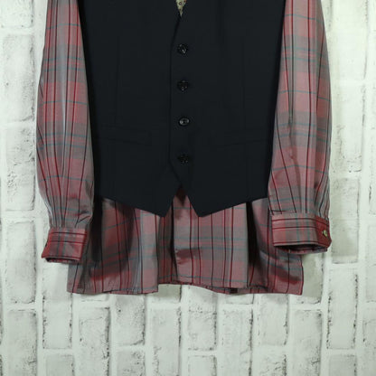 [One-of-a-kind item] Tie shirt vest ombre check paisley pattern L