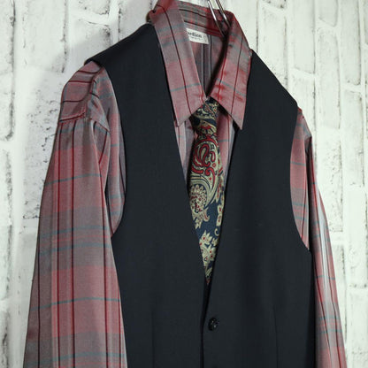 [One-of-a-kind item] Tie shirt vest ombre check paisley pattern L