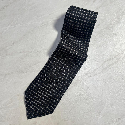Giorgio Armani Tie Silk Black Geometric Pattern Made in Italy