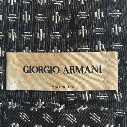 Giorgio Armani Tie Silk Black Geometric Pattern Made in Italy