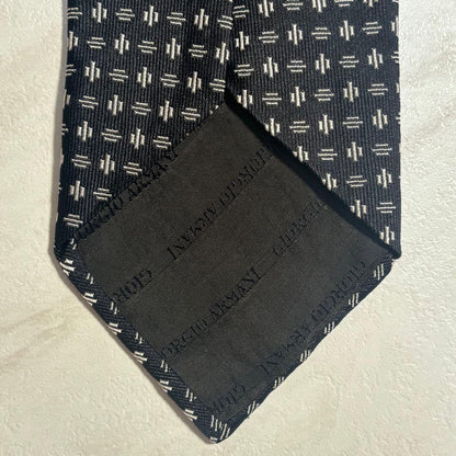 Giorgio Armani Tie Silk Black Geometric Pattern Made in Italy