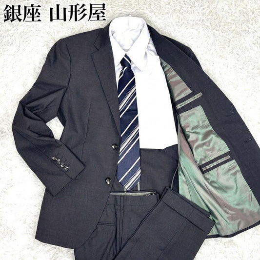 Good condition L vintage suit setup charcoal gray flashy lining