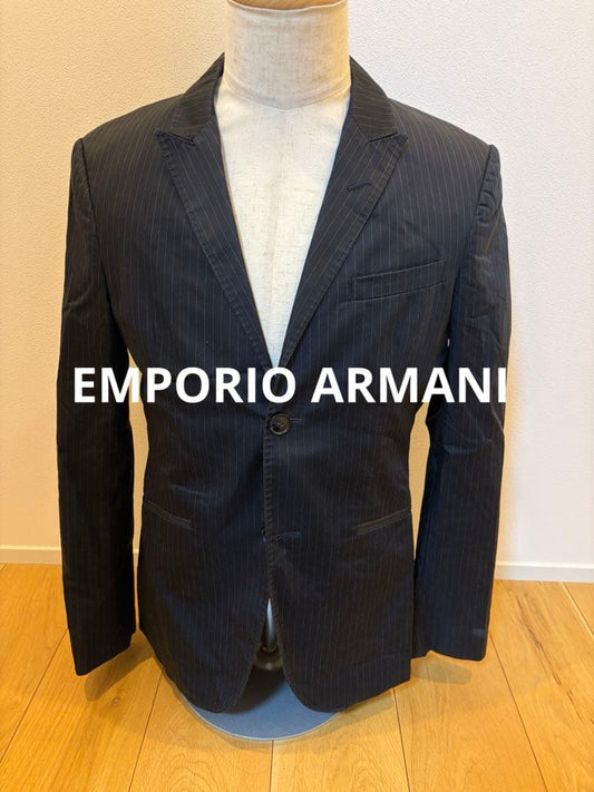 EMPORIO ARMANI Navy Striped Tailored Jacket