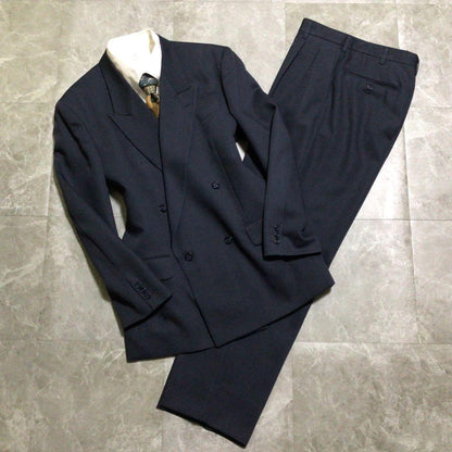 90s vintage double suit setup navy wool ceremony