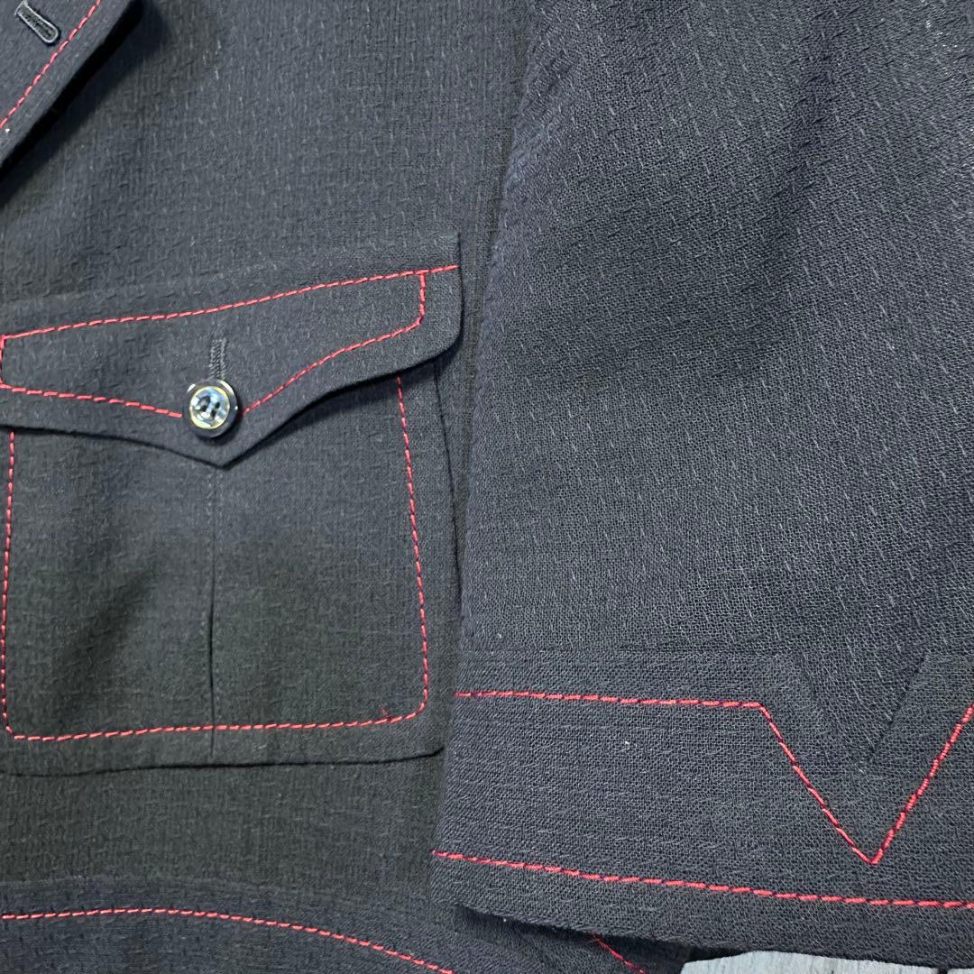 [VINTAGE☆Short sleeve suit☆Setup] Rare☆Navy☆Side vents M equivalent