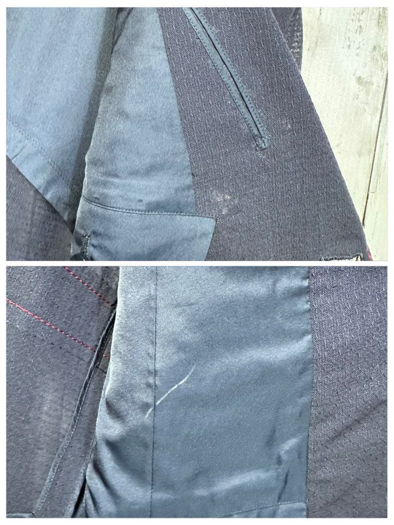 [VINTAGE☆Short sleeve suit☆Setup] Rare☆Navy☆Side vents M equivalent