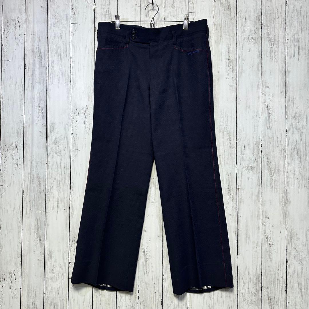 [VINTAGE☆Short sleeve suit☆Setup] Rare☆Navy☆Side vents M equivalent