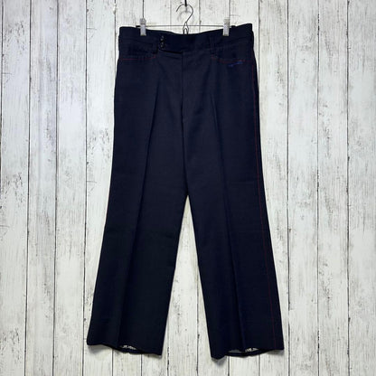 [VINTAGE☆Short sleeve suit☆Setup] Rare☆Navy☆Side vents M equivalent