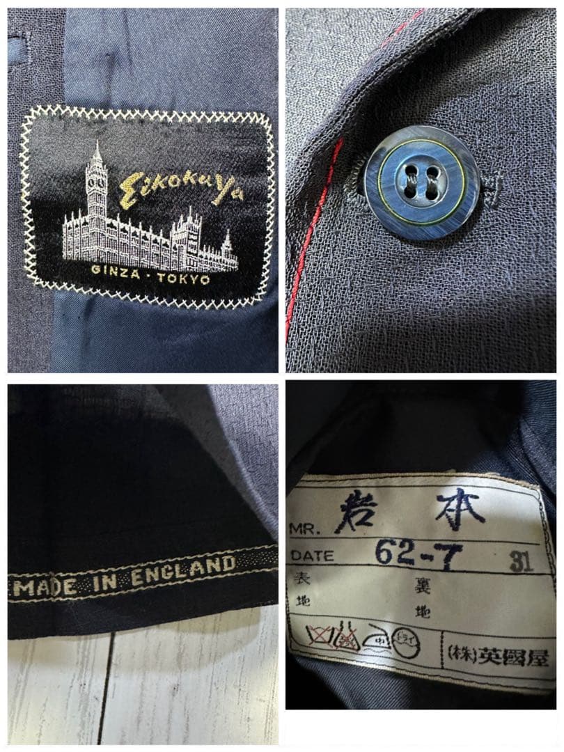 [VINTAGE☆Short sleeve suit☆Setup] Rare☆Navy☆Side vents M equivalent
