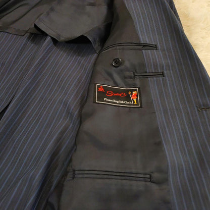 Finest Fabric Scabal Daimaru Order Men's Suit Setup Striped Pattern Navy