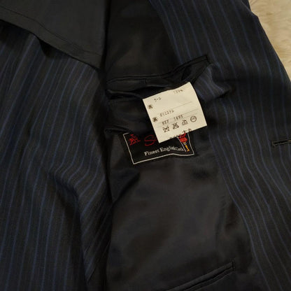 Finest Fabric Scabal Daimaru Order Men's Suit Setup Striped Pattern Navy
