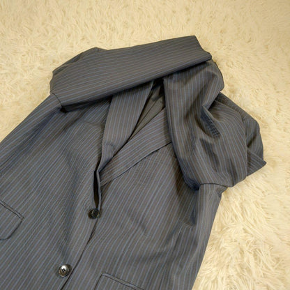 Finest Fabric Scabal Daimaru Order Men's Suit Setup Striped Pattern Navy