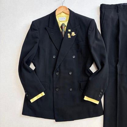 Double Suit Black AB5 Setup Coming of Age Ceremony Graduation Ceremony Retro Men's