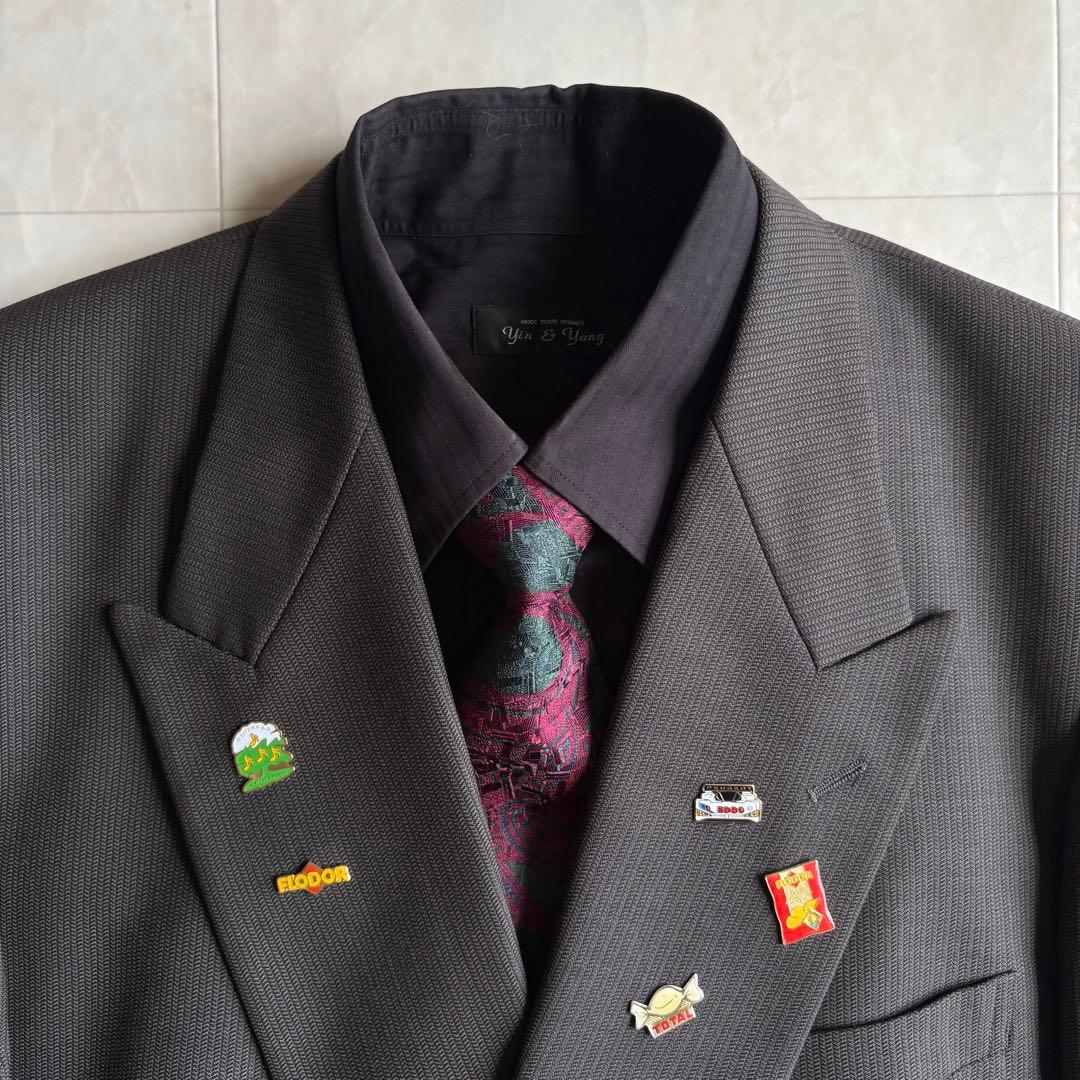 90s vintage Zegna fabric double suit tie pins 4 piece set