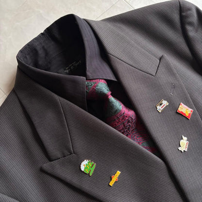 90s vintage Zegna fabric double suit tie pins 4 piece set