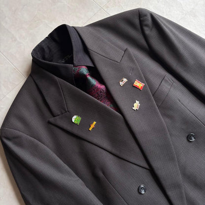 90s vintage Zegna fabric double suit tie pins 4 piece set