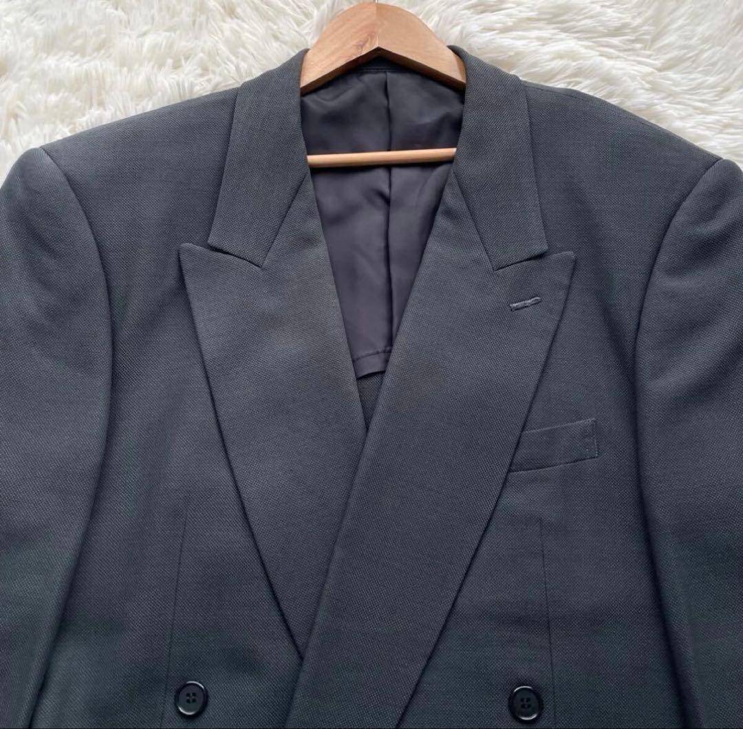 Rare XL★Vintage double suit setup silk blend Masaki Suda dark green