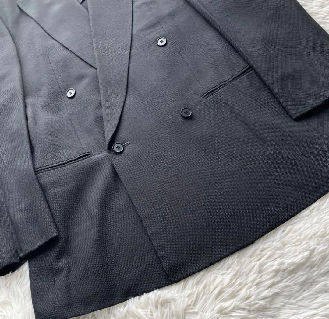 Rare XL★Vintage double suit setup silk blend Masaki Suda dark green