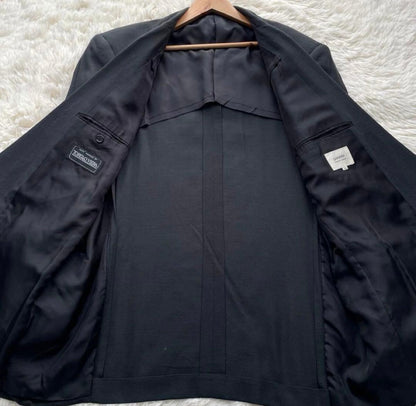 Rare XL★Vintage double suit setup silk blend Masaki Suda dark green