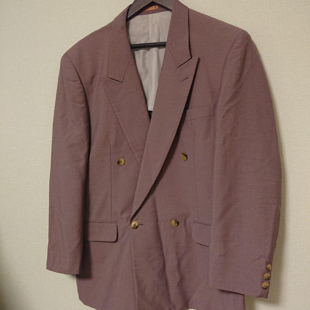 80s-90s oversized 4 button setup dull purple double breasted