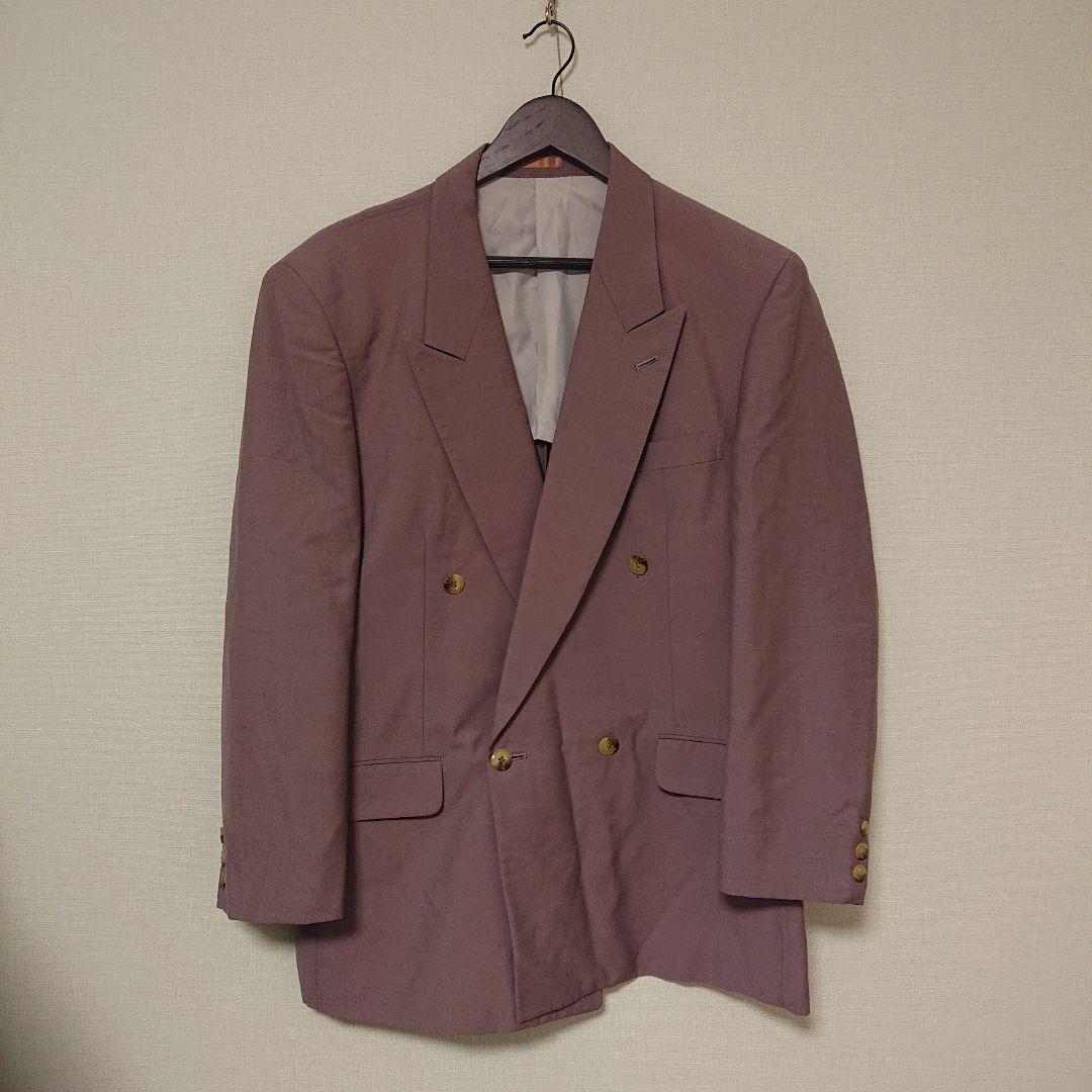 80s-90s oversized 4 button setup dull purple double breasted