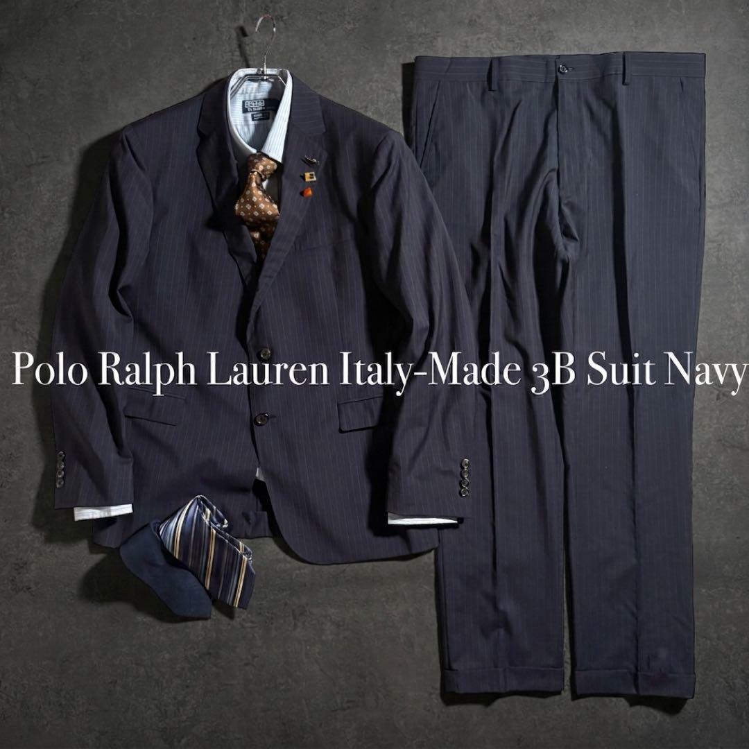 Polo Ralph Lauren Setup Suit 3 Ties Pins Set Navy Blue