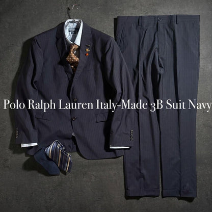 Polo Ralph Lauren Setup Suit 3 Ties Pins Set Navy Blue