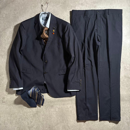 Polo Ralph Lauren Setup Suit 3 Ties Pins Set Navy Blue