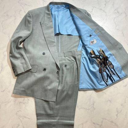 KANSAI Lining Allover Pattern Double Vintage Setup Green Gray Large Size