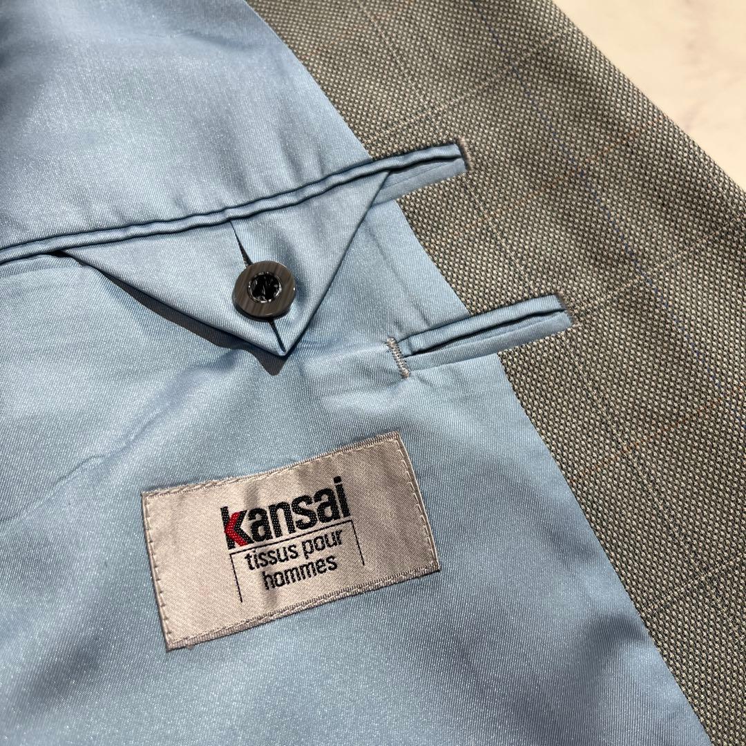KANSAI Lining Allover Pattern Double Vintage Setup Green Gray Large Size
